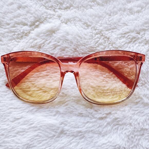 Joanne Clear Orange Square Sunglasses - Picture 1 of 12